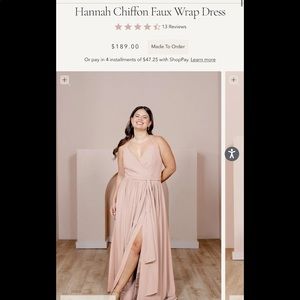 Hannah Chiffon Faux Wrap Dress - Blush 911